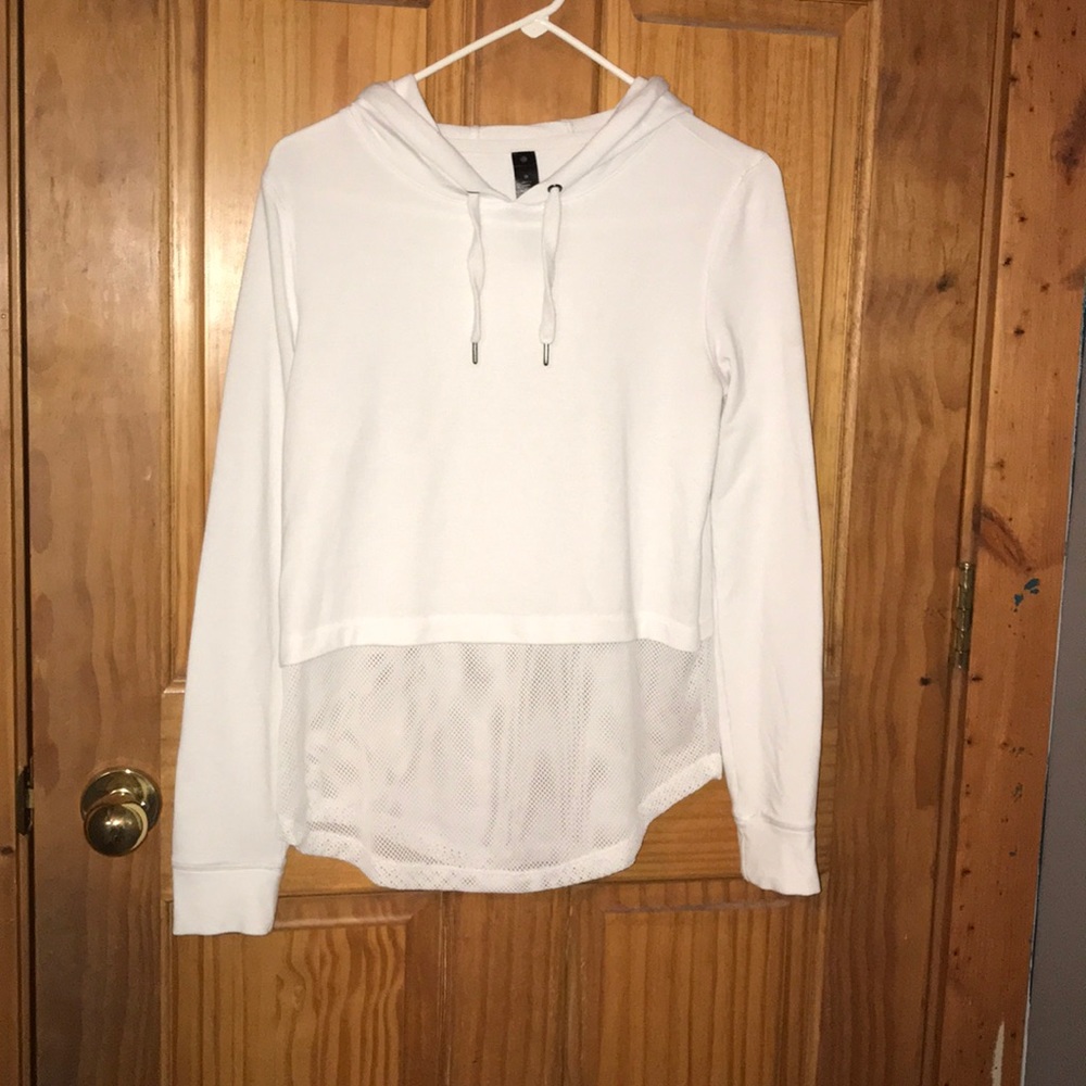 💚Medium white hoodie with fishnet bottom half